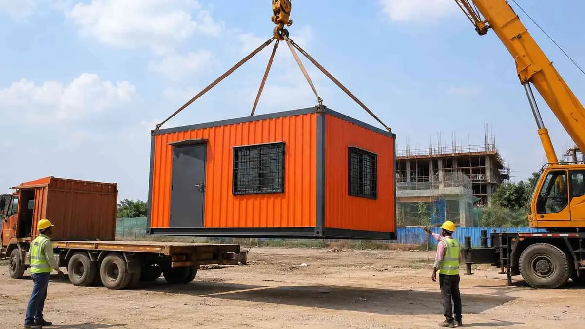 Container office loaded for road dispatch from the Bangalore factory to Davangere