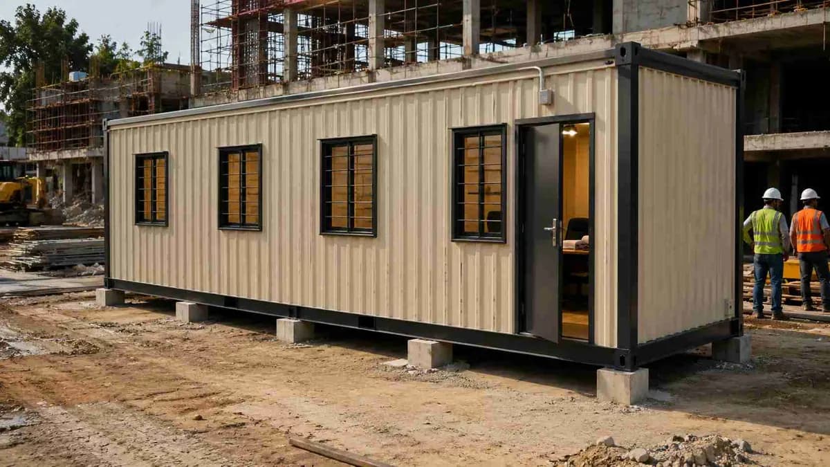 IS 2062 steel frame construction of a SAMAN container office