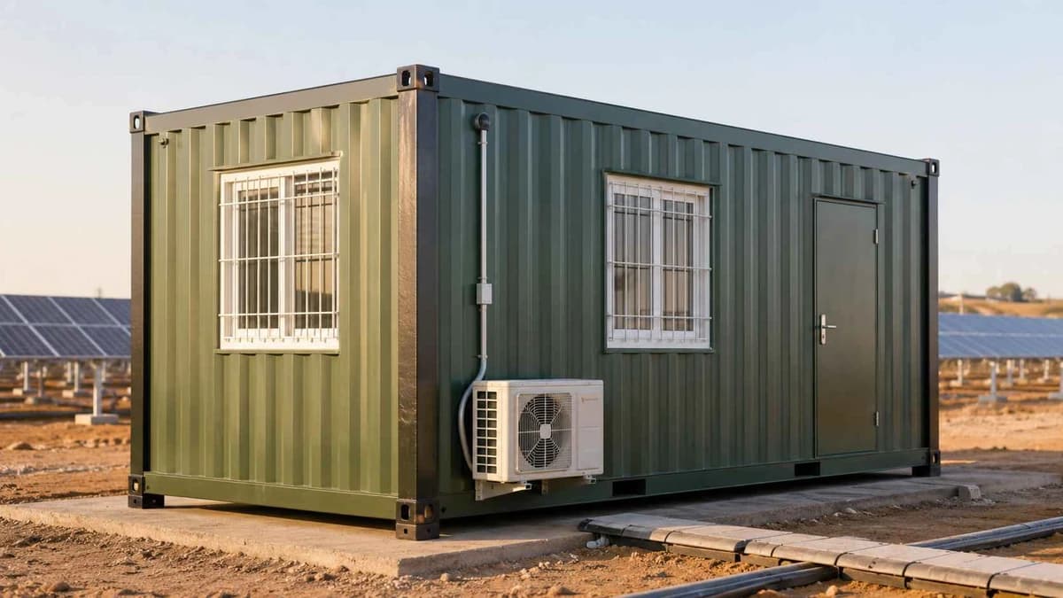 Container site office placed at an industrial plot in the Kurnool region