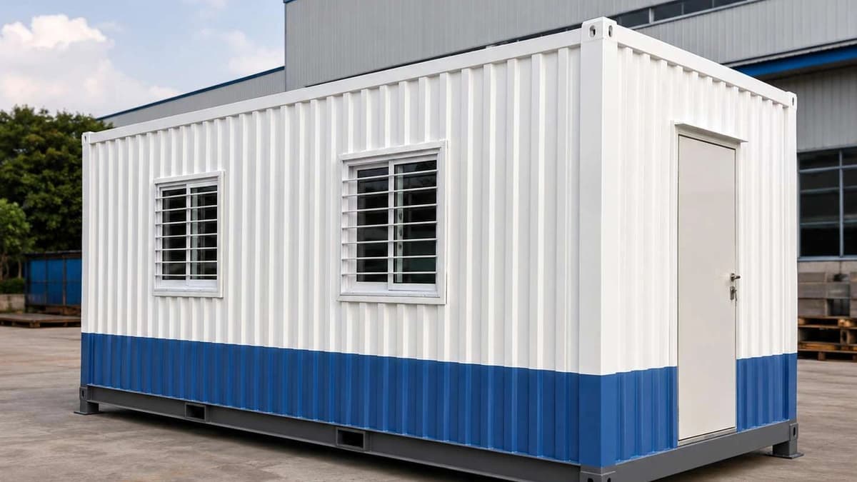 IS 2062 steel frame construction of a SAMAN container office