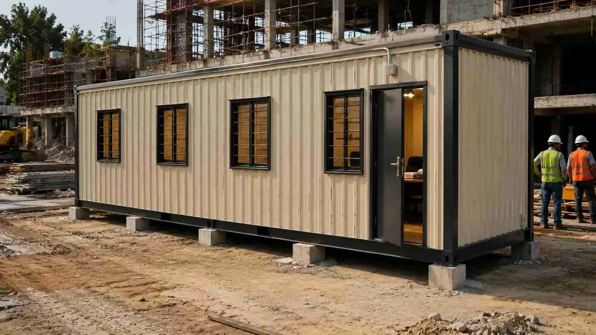 IS 2062 steel frame construction of a SAMAN container office