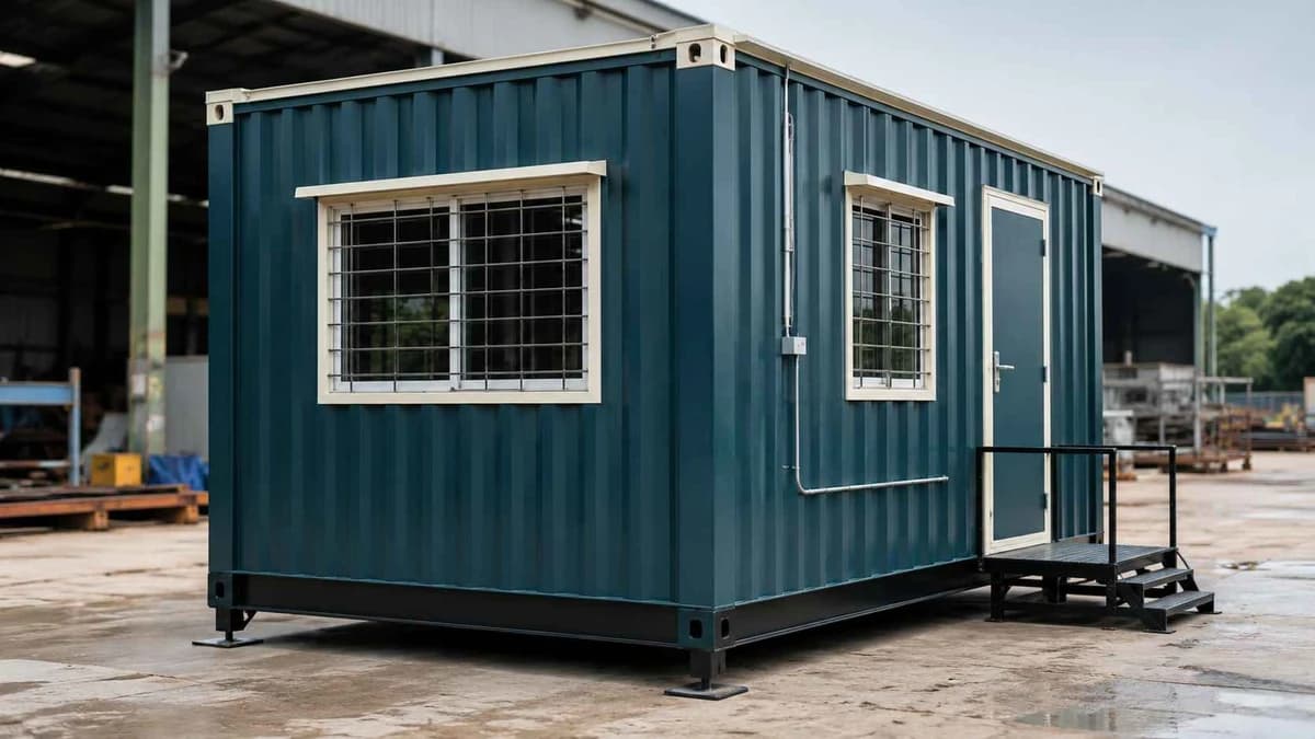 Container office in a heavy-engineering fabrication yard at Trichy