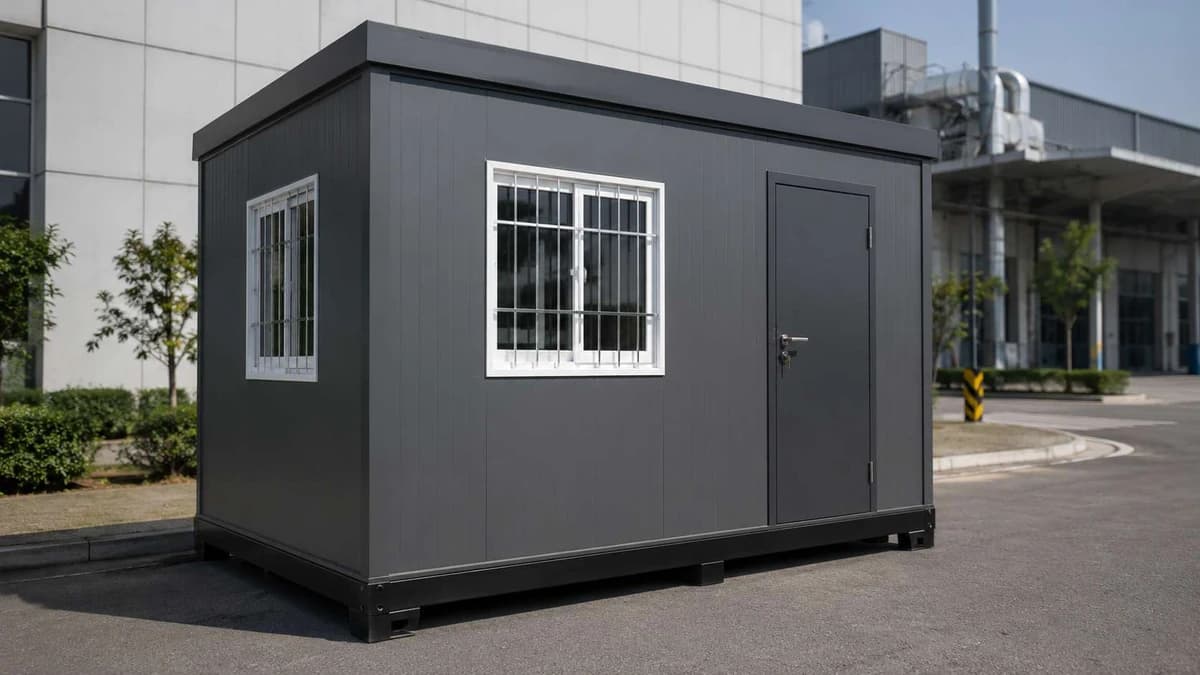 Porta cabin loaded for road dispatch from the Greater Noida factory to Bareilly