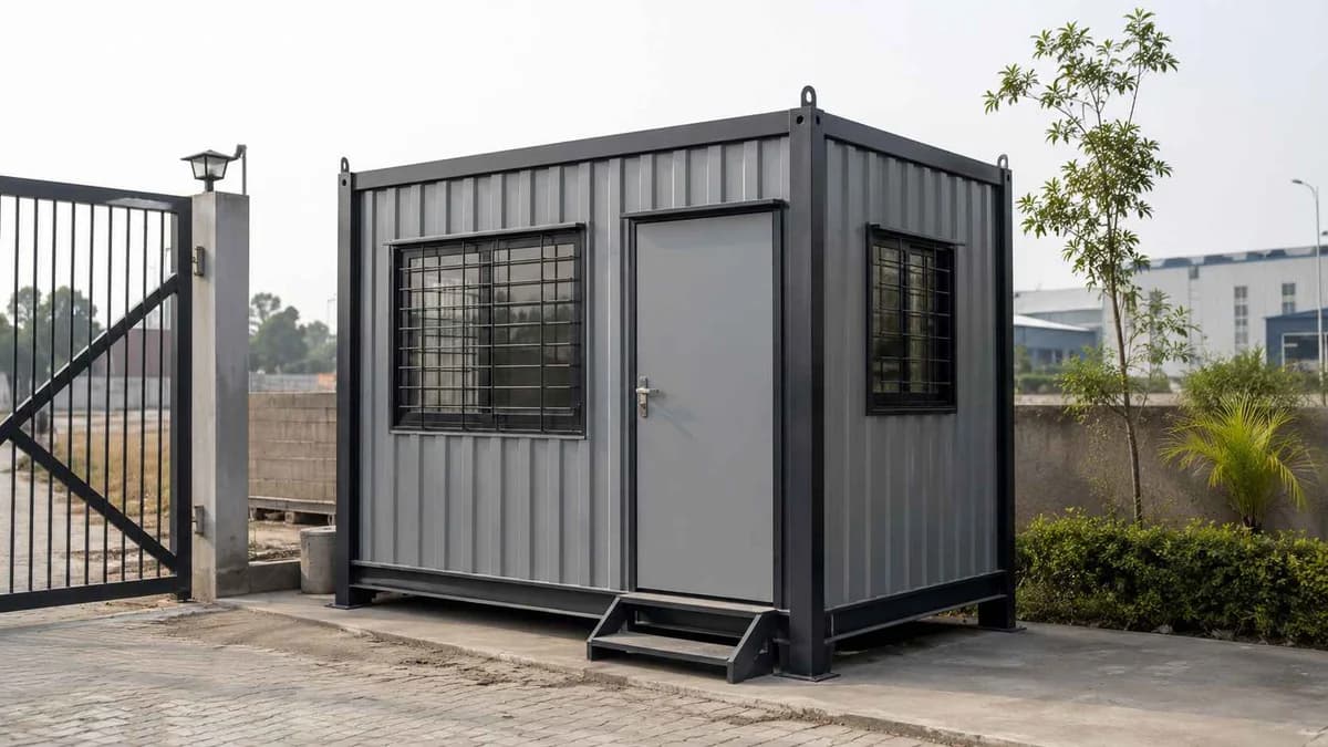 Porta cabin site office placed at an industrial plot in the Ludhiana region