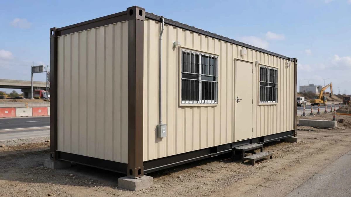 Porta cabin site office placed at an industrial plot in the Meerut region