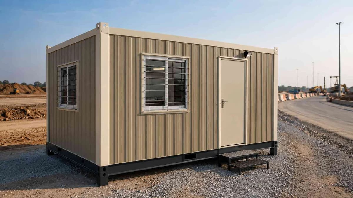 Porta cabin site office placed at an industrial plot in the Moradabad region