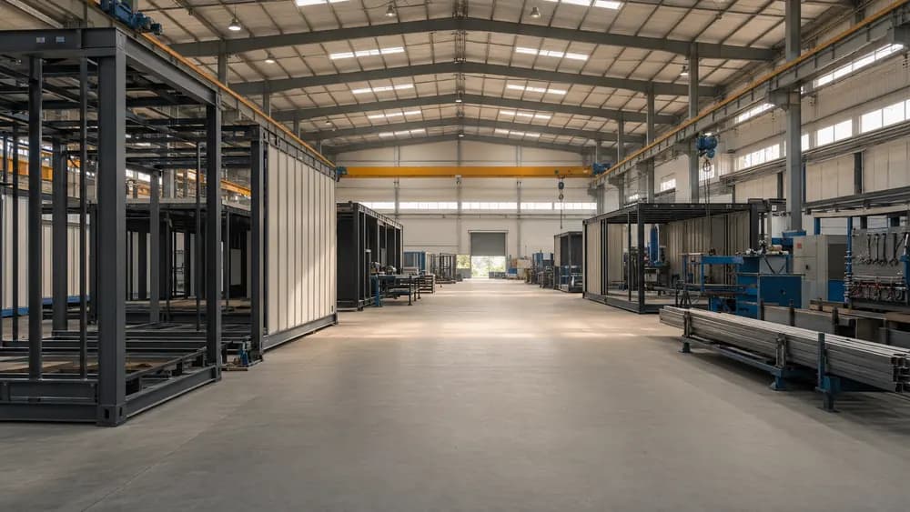 Cabin fabrication line at a SAMAN Portable manufacturing facility