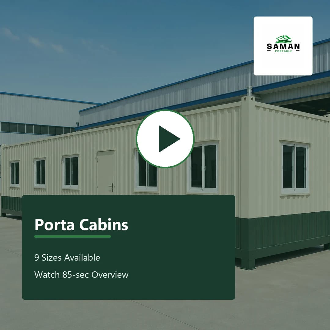 Porta cabin product video — 9 standard sizes overview (play)