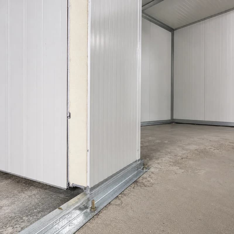 100 mm cold room PUF panel floor channel fixing detail
