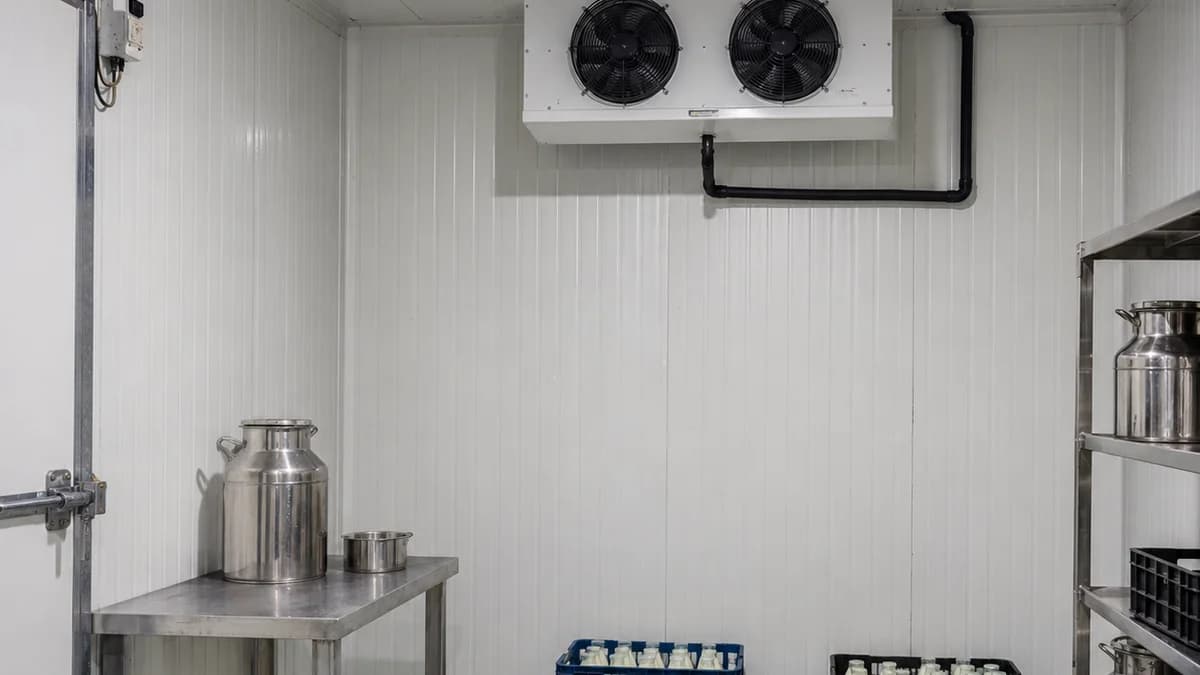100 mm cold storage PUF panel room interior, dairy cold-storage application
