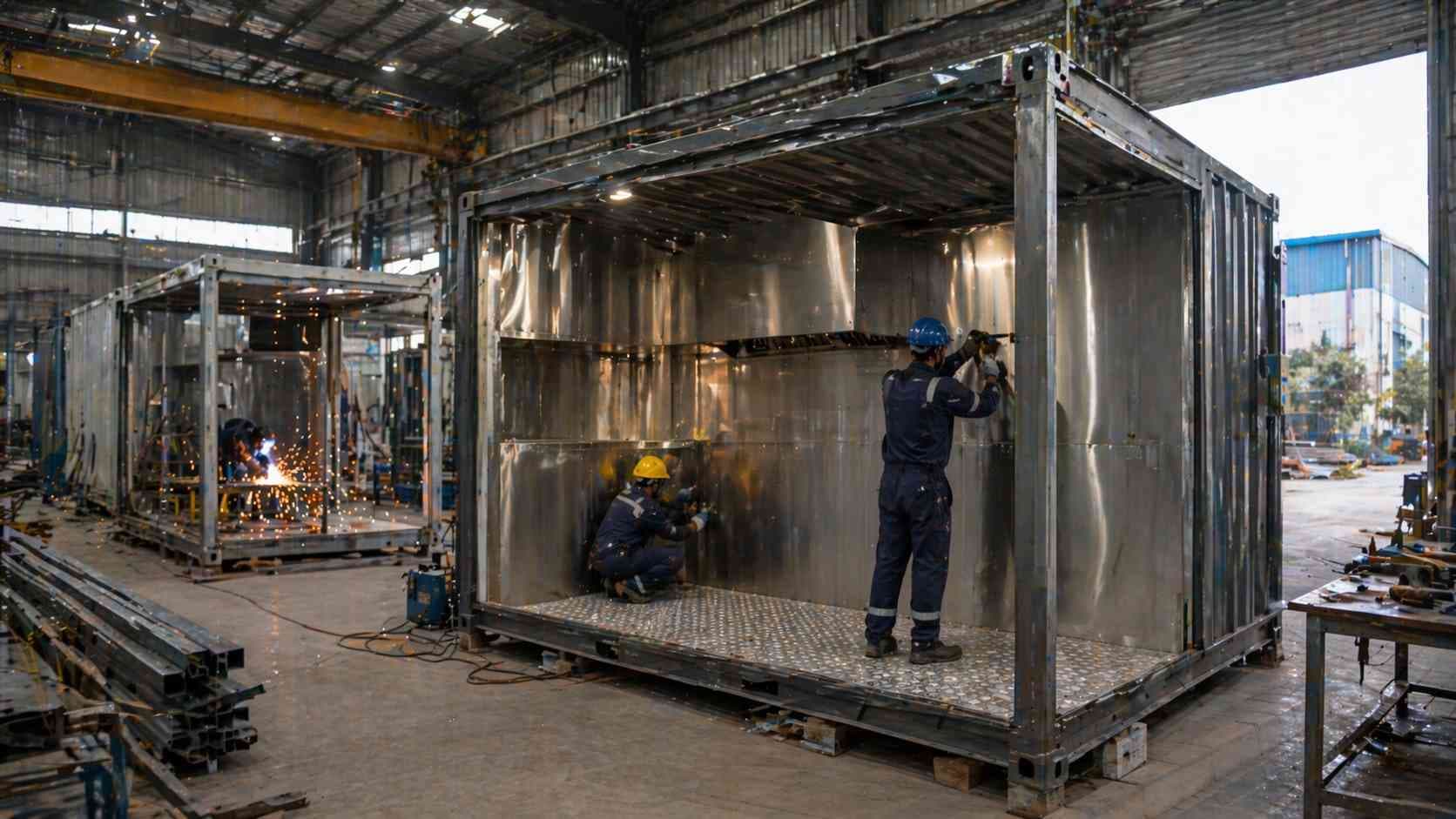 container cafe factory fabrication kitchen fitout Bangalore manufacturing India