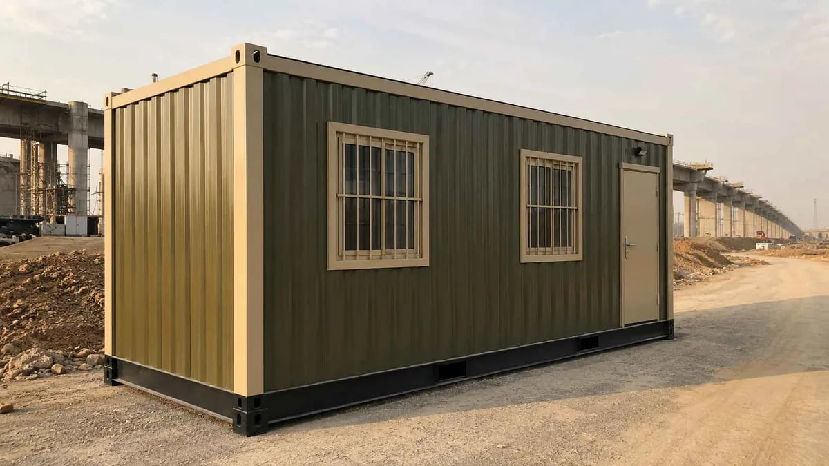 Container site office at a steel-belt project near Toranagallu, Ballari