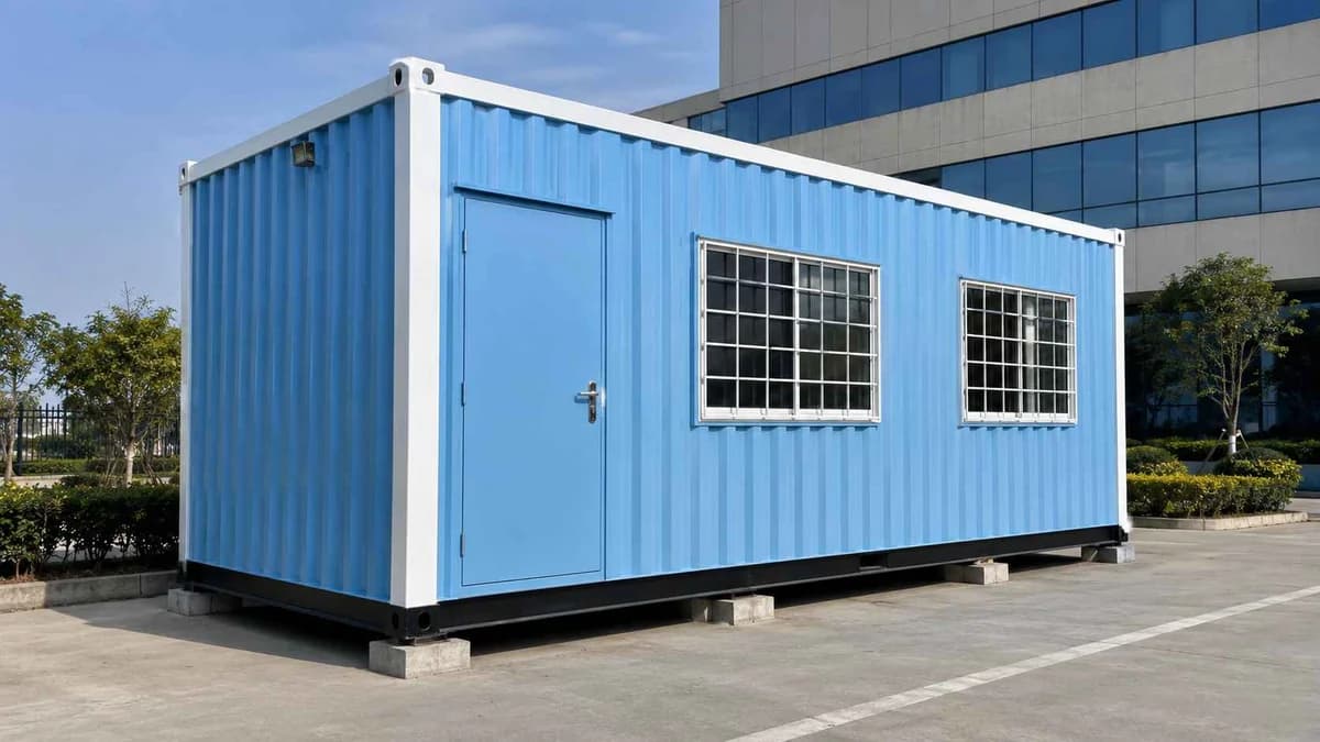 Container Admin Cabin for Rudrapur OEM Plants Sky-blue container admin cabin for an auto OEM plant near Rudrapur Pantnagar