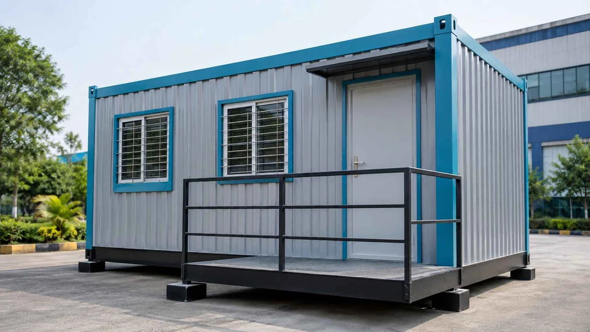 Container site office at the Chandpur industrial estate, Varanasi