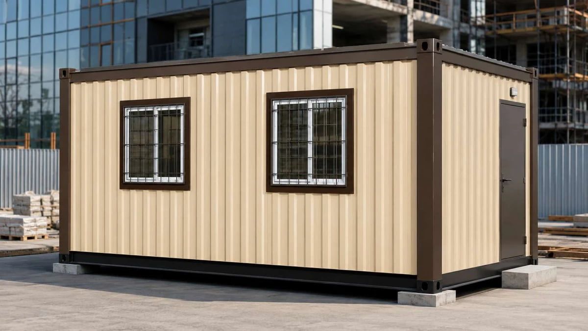 Container supervisor cabin at the Morbi GIDC ceramic zone