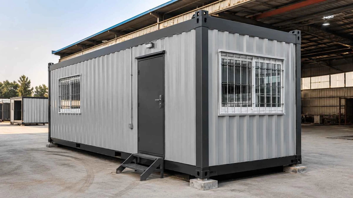 Steel container office at the Auto Nagar industrial estate, Vijayawada