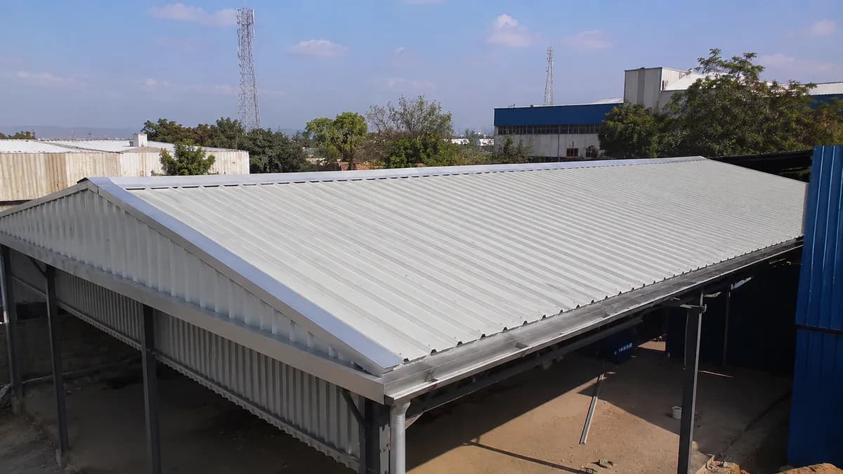 EPS roof panels on a lightweight industrial shed EPS roof panels installed on a lightweight industrial shed
