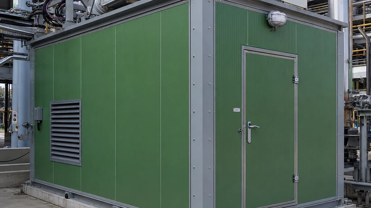 Rockwool acoustic enclosure, plant room Rockwool panels used for acoustic enclosure in a plant room