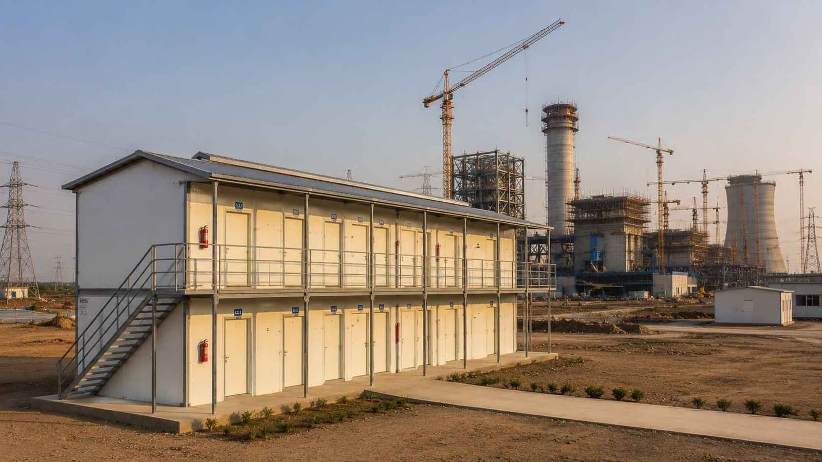 SAMAN G+1 labor shed at a thermal power plant construction project in India for long-duration worker accommodation
