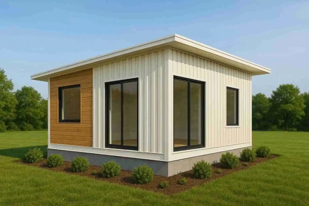 Green prefabricated house with balcony in Bangalore