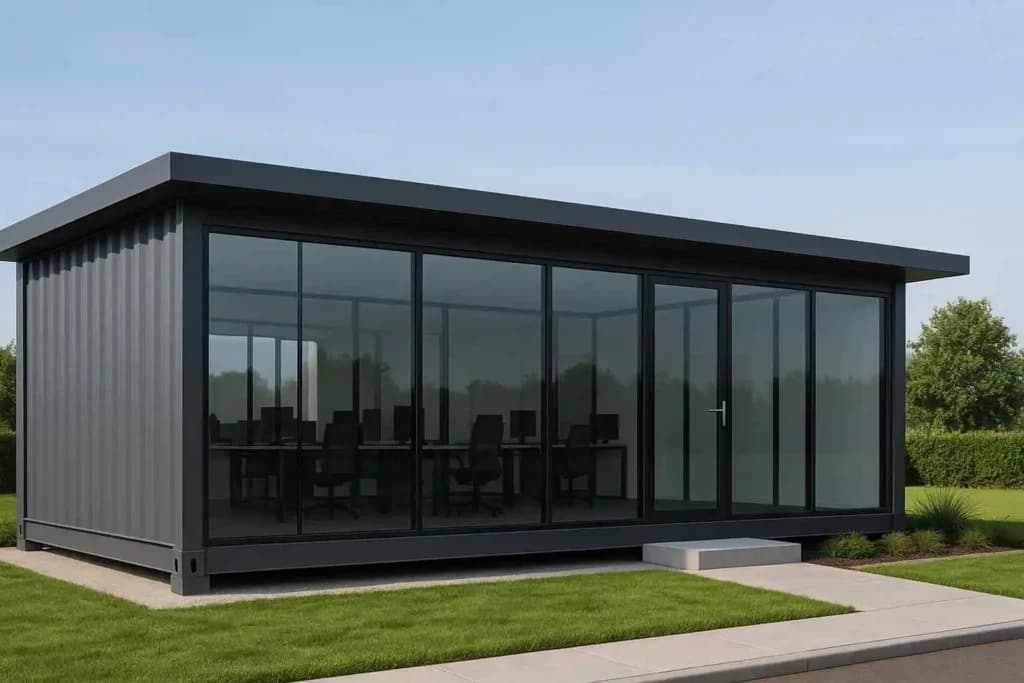 Prefab office house in Bangalore with glass façade