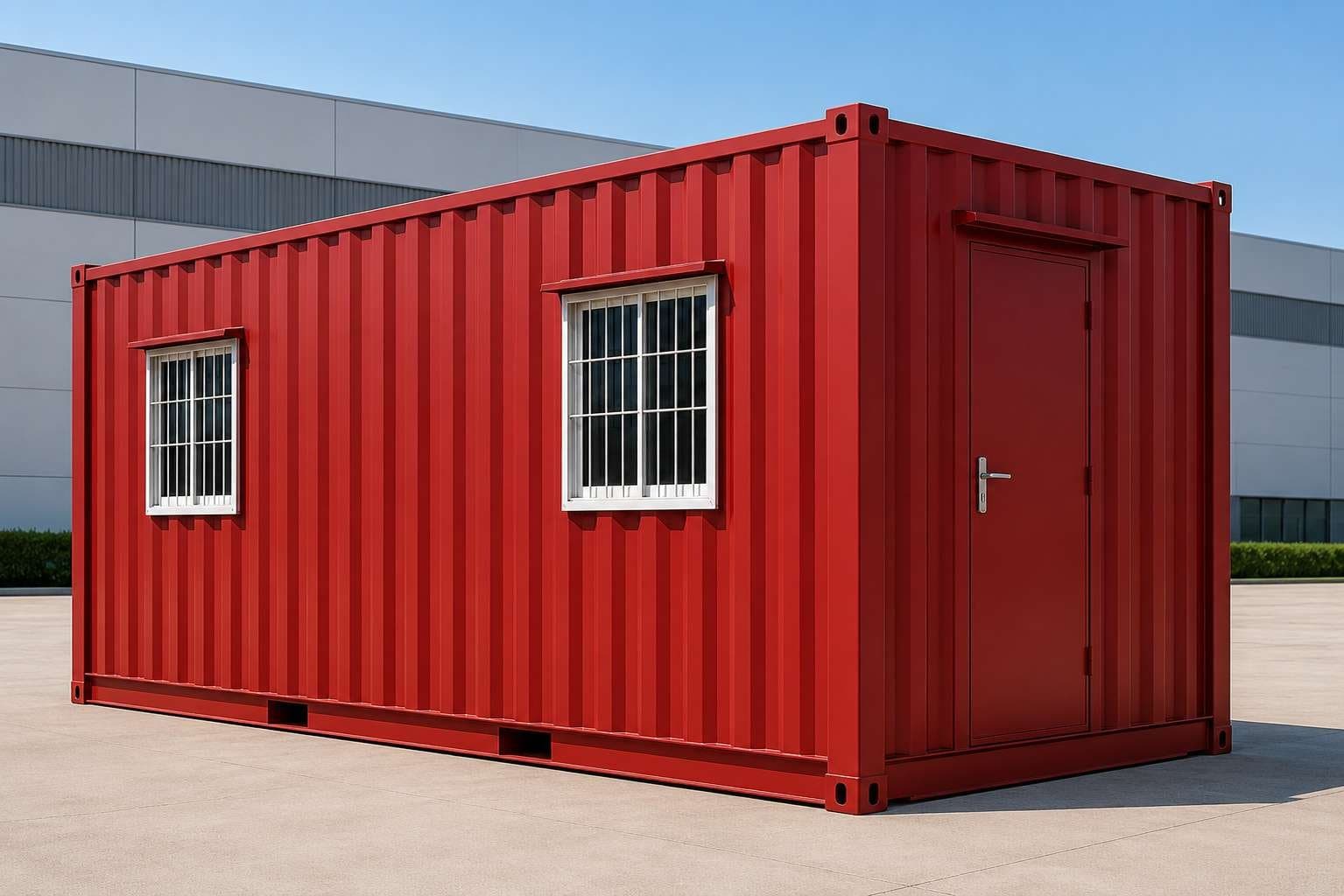 Prefabricated container office standard configuration one door one window charcoal grey – SAMAN factory-fitted base specification unit