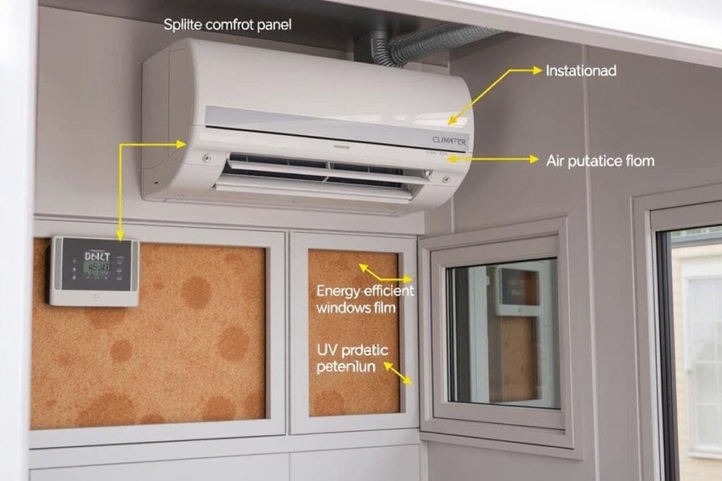 Climate control system integrated into a portable office cabin in South Delhi Climate control system integrated into a portable office cabin in South Delhi