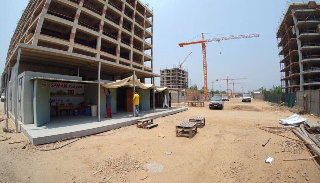 Completed SAMAN labour colony supporting a major construction project in South Delhi Completed SAMAN labour colony supporting a major construction project in South Delhi