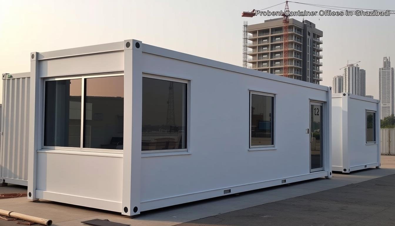 Container Offices in Ghaziabad with urban backdrop showing new developments