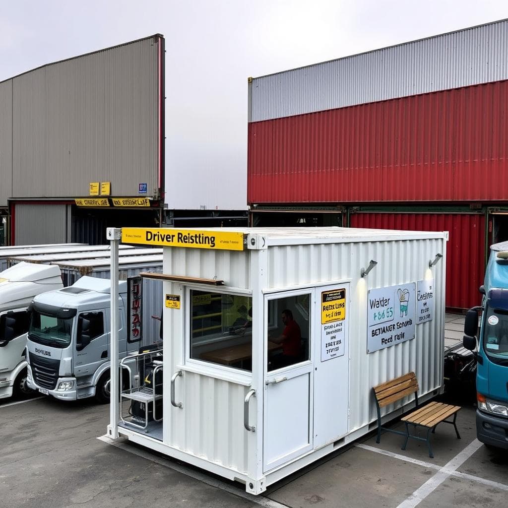 Container cafe serving as driver rest stop near logistics hub in Greater Noida Container cafe serving as driver rest stop near logistics hub in Greater Noida