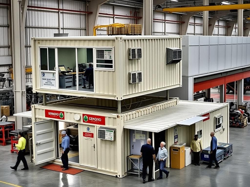Container office complex at auto parts factory in Sector 21, Faridabad Container office complex at auto parts factory in Sector 21, Faridabad