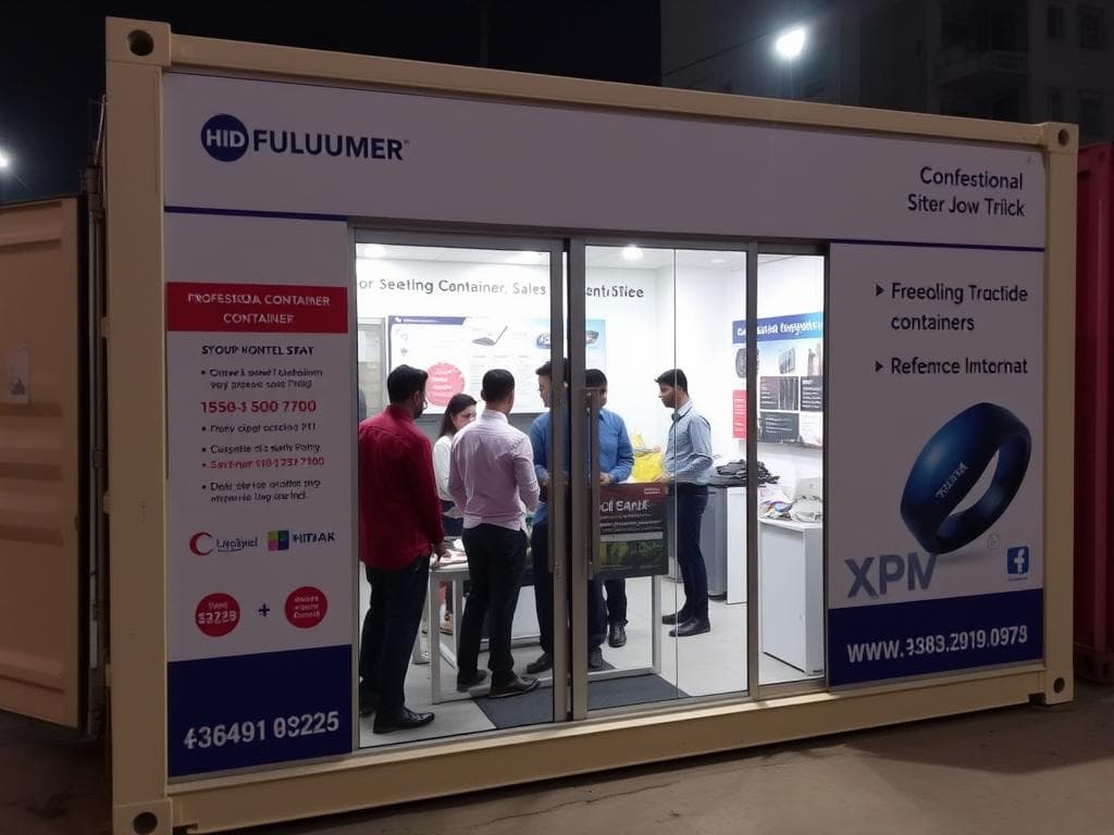 Container sales office in Vaishali with branded exterior Container sales office in Vaishali with branded exterior