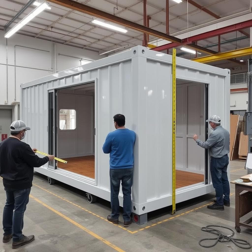 Custom-sized portable cabin being manufactured for Greater Noida client Custom-sized portable cabin being manufactured for Greater Noida client