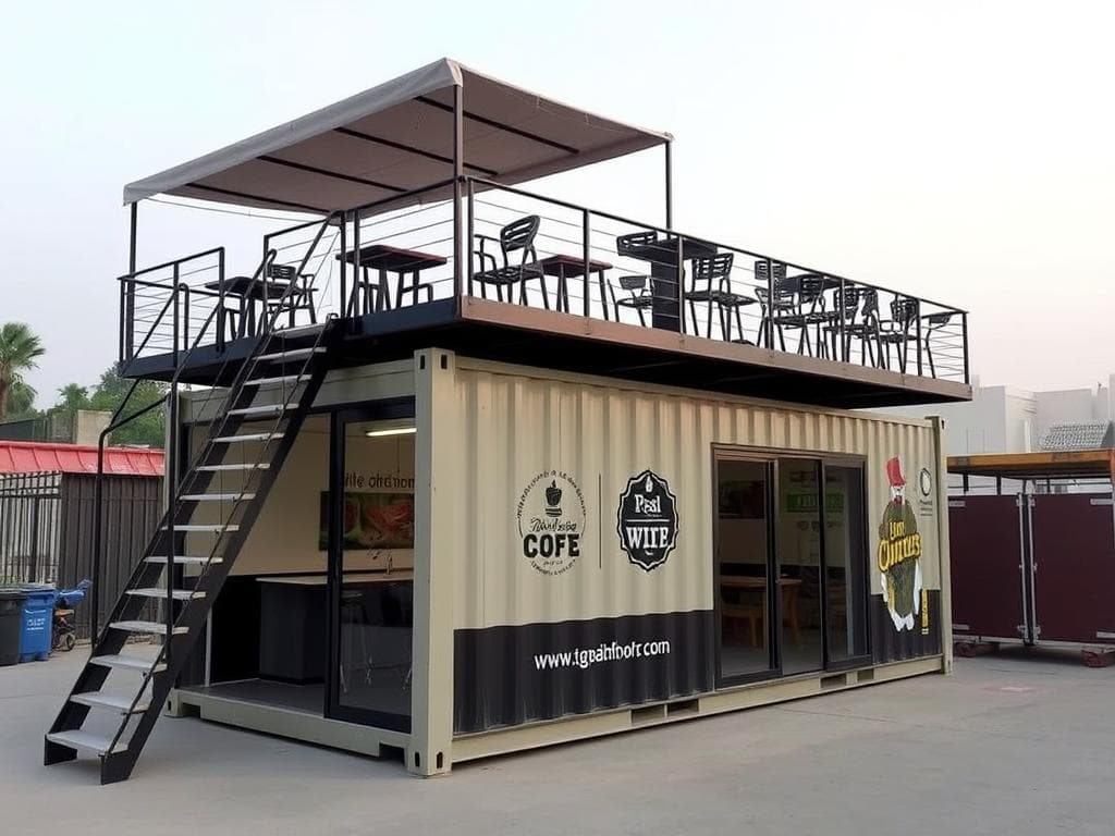 Double-decker container cafe with rooftop seating in Dwarka Sector 12 Double-decker container cafe with rooftop seating in Dwarka Sector 12