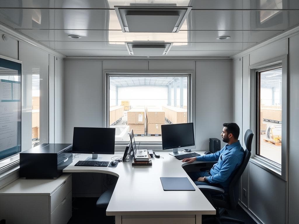 Elevated warehouse management office in Knowledge Park Elevated warehouse management office in Knowledge Park