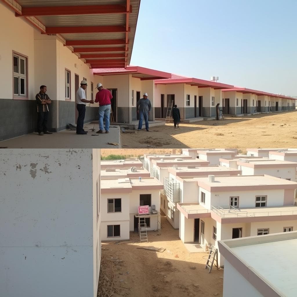 Final inspection of completed labour colony in Civil Lines Final inspection of completed labour colony in Civil Lines