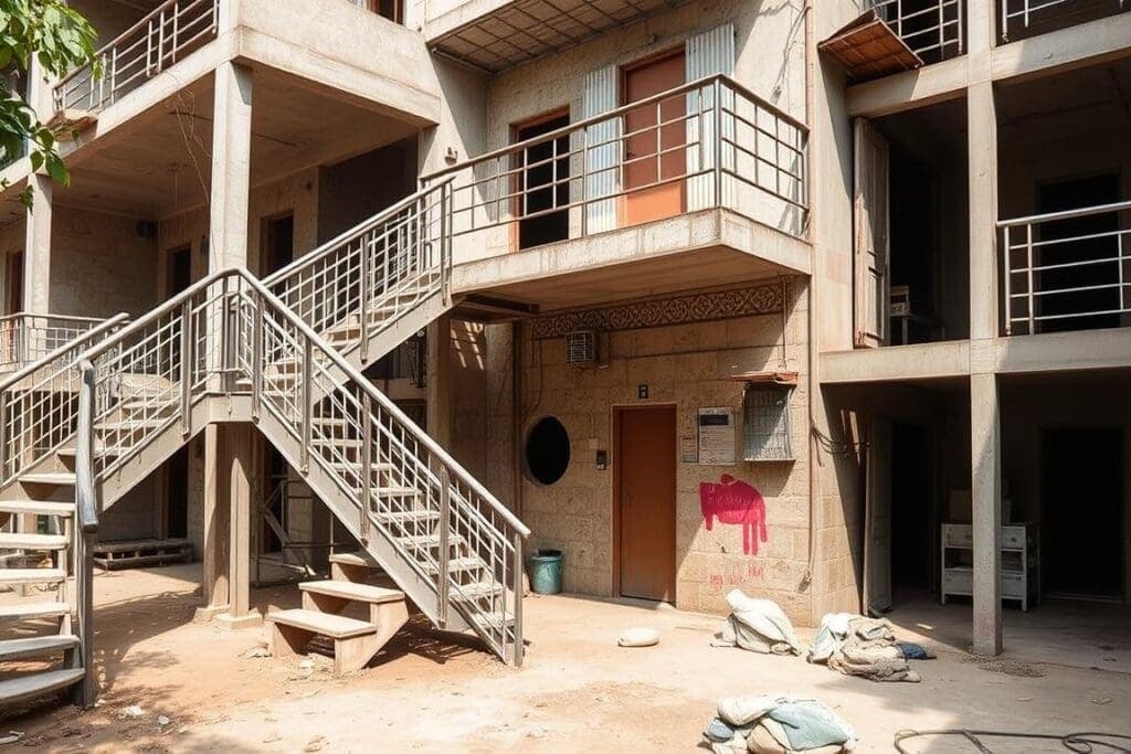 G+1 labour colony with MS railings in Rohini showing vertical optimization G+1 labour colony with MS railings in Rohini showing vertical optimization