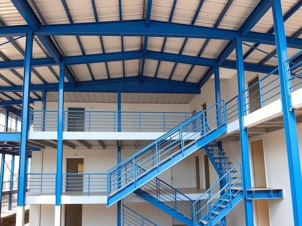 G+1 labour colony with blue GI frames in Alpha Sector, Greater Noida G+1 labour colony with blue GI frames in Alpha Sector, Greater Noida
