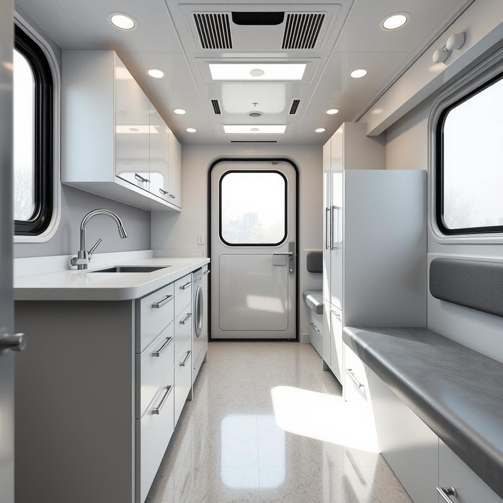 Hygiene-optimized surfaces in portable cabin Hygiene-optimized surfaces in portable cabin