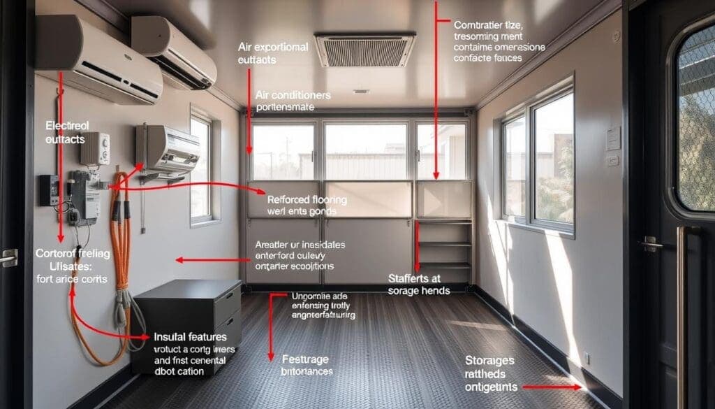 Interior features of container office in East Delhi Interior features of container office in East Delhi