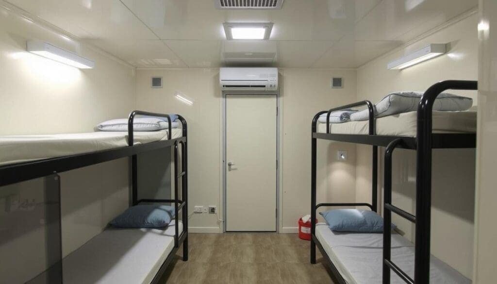 Interior view of customized labour colony accommodations in South Delhi Interior view of customized labour colony accommodations in South Delhi
