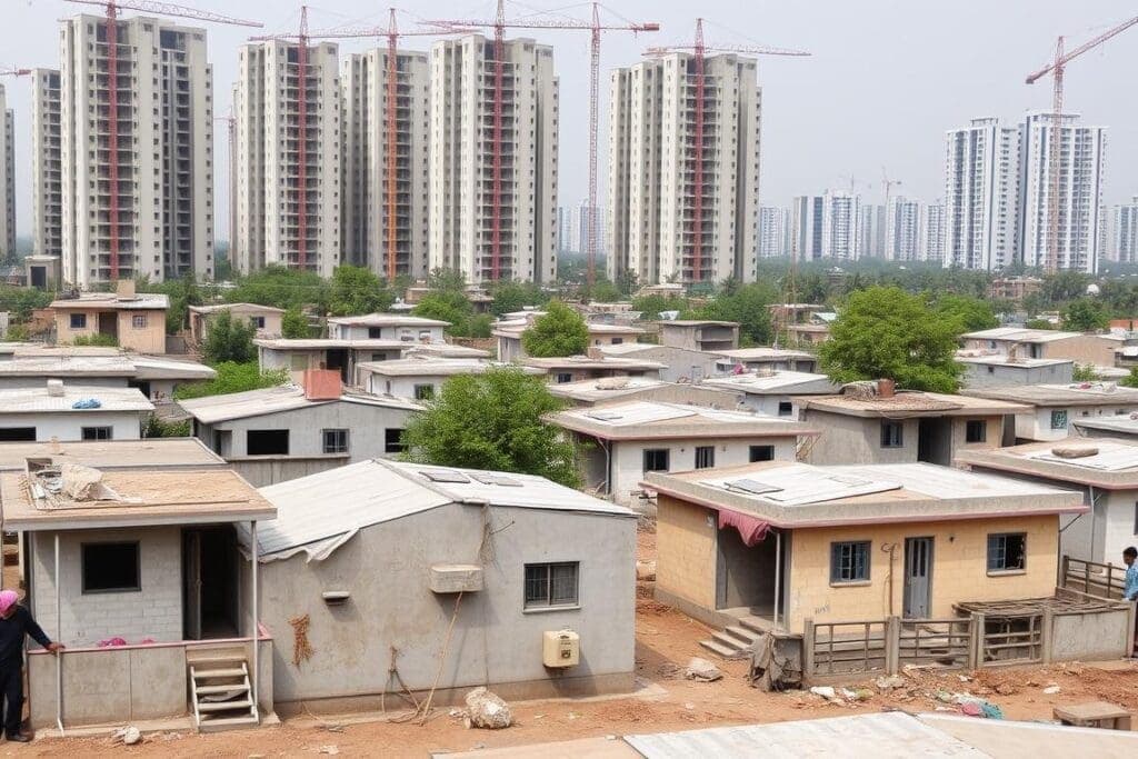 Labour colony supporting real estate development in Noida Extension Labour colony supporting real estate development in Noida Extension