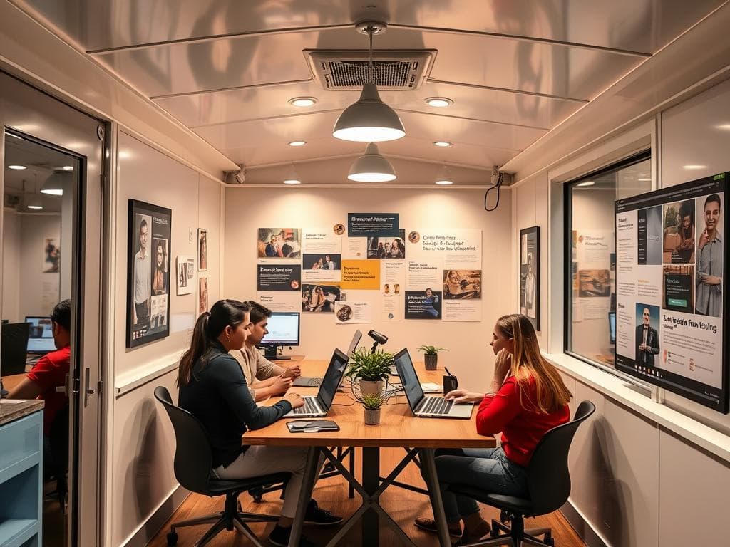 Marketing team working in a portable cabin office near Sohna Road Marketing team working in a portable cabin office near Sohna Road