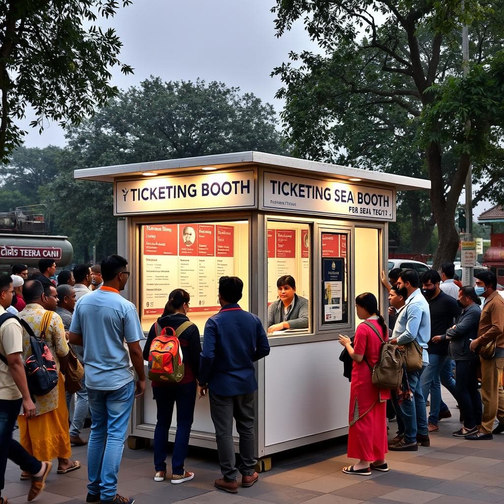 Mobile ticketing booth near Paharganj tourist area Mobile ticketing booth near Paharganj tourist area