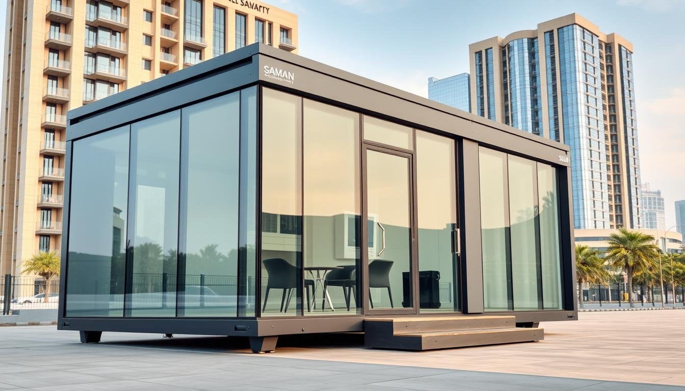 Modern portable cabin office with glass front in DLF Gurgaon