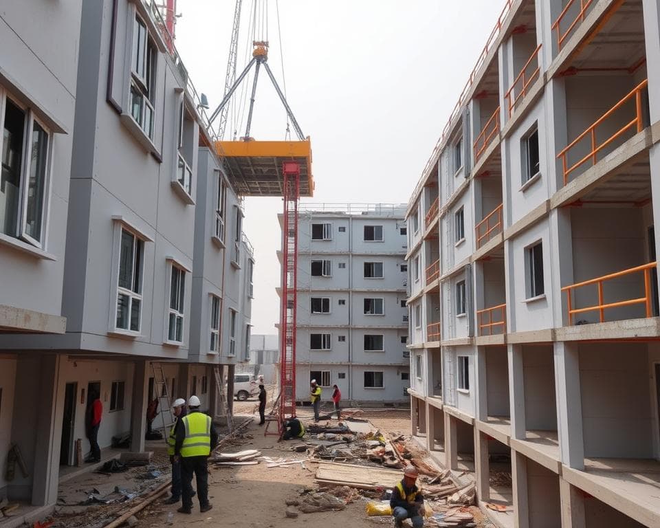 Modern prefabricated labour colony installation in Pitampura, North Delhi Modern prefabricated labour colony installation in Pitampura, North Delhi