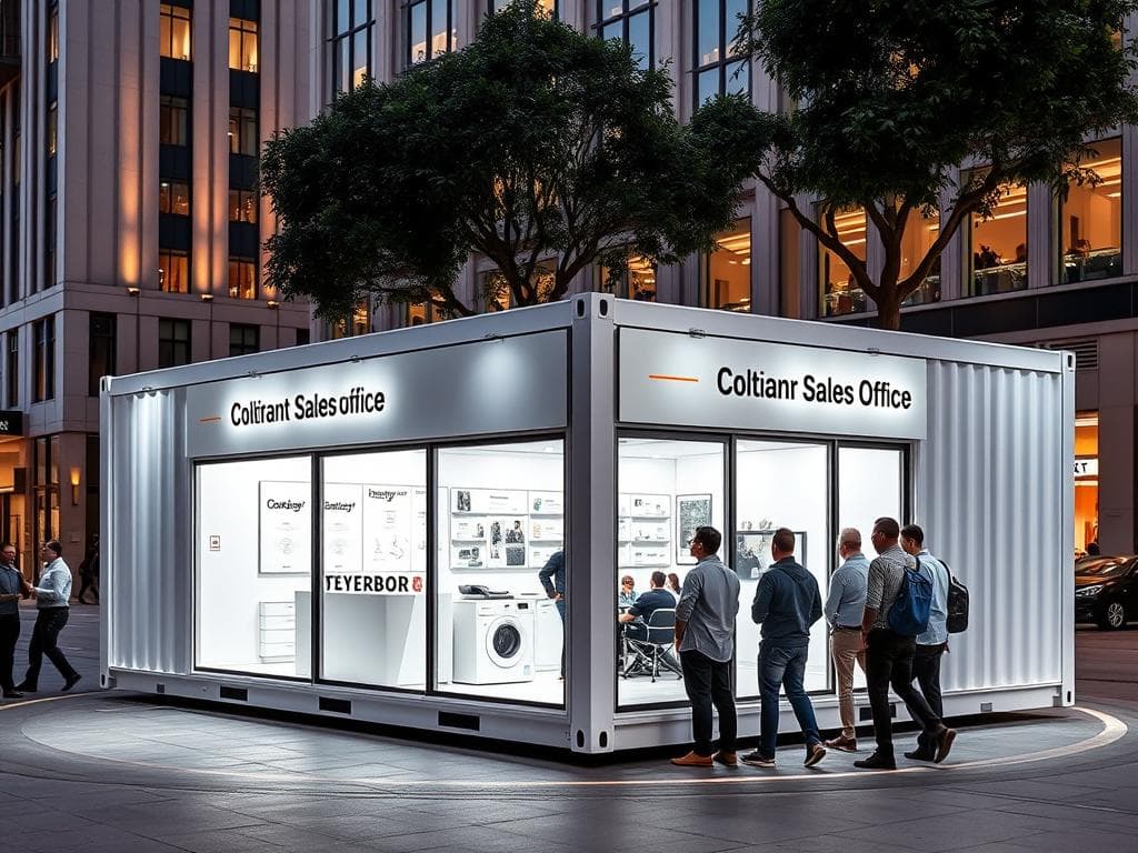 Modern sales booth container office in Connaught Place Modern sales booth container office in Connaught Place