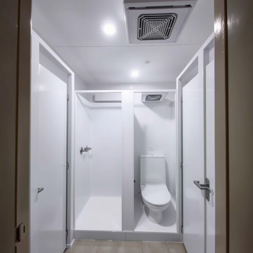 Modern toilet facilities in Greater Noida labour colony with proper fixtures Modern toilet facilities in Greater Noida labour colony with proper fixtures