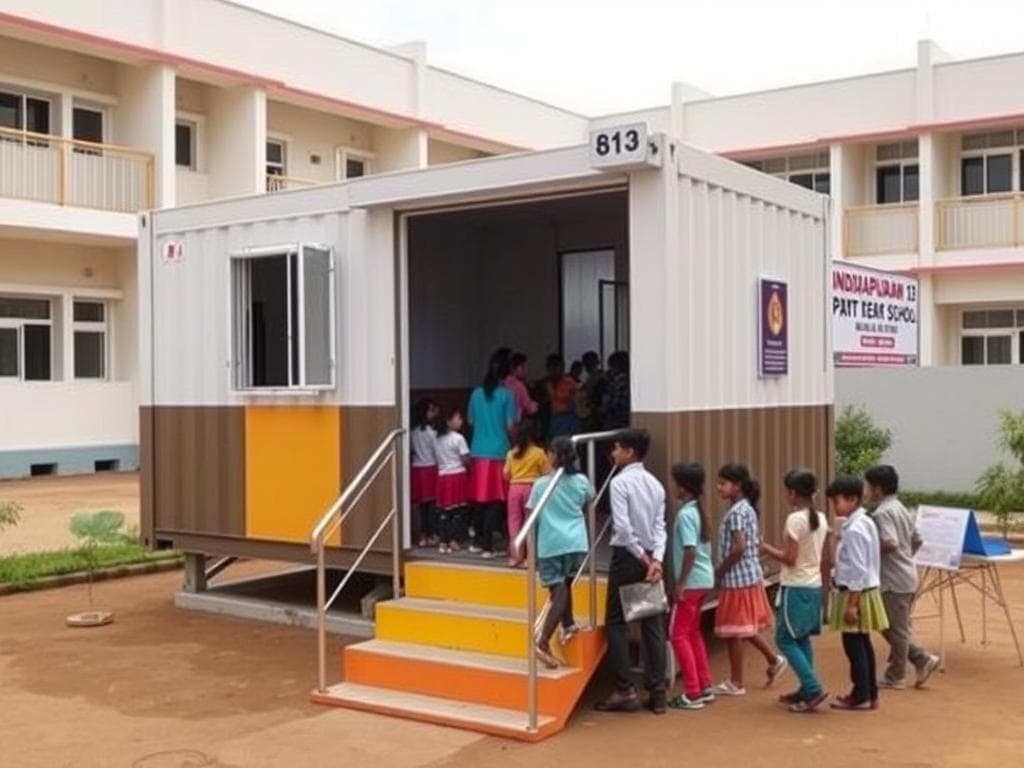 Modular classroom container in Indirapuram school compound Modular classroom container in Indirapuram school compound