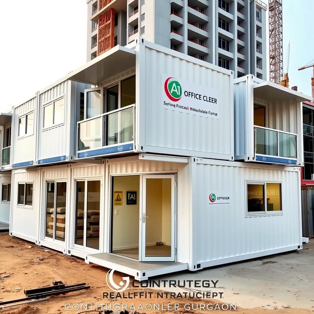 Modular container office with multiple sections Modular container office with multiple sections